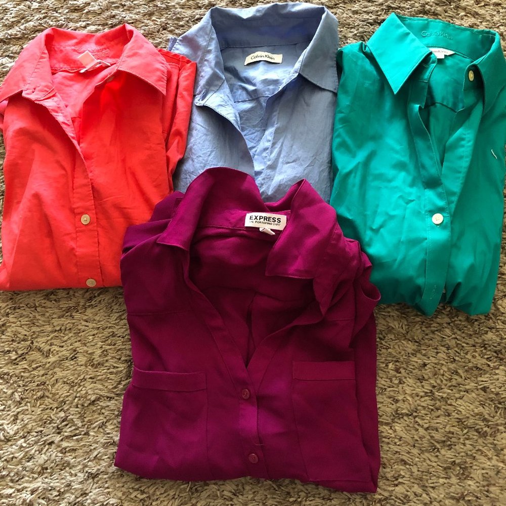 4 Calvin Klein & Express button down blouse tops S